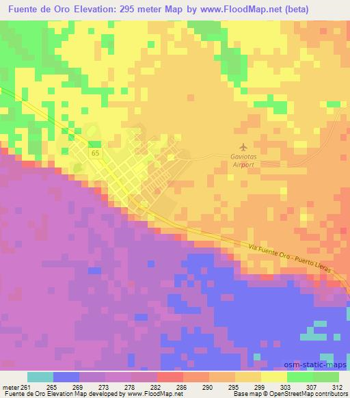 Fuente de Oro,Colombia Elevation Map