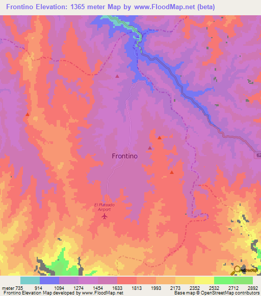 Frontino,Colombia Elevation Map