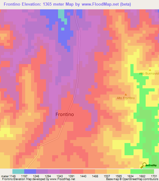 Frontino,Colombia Elevation Map