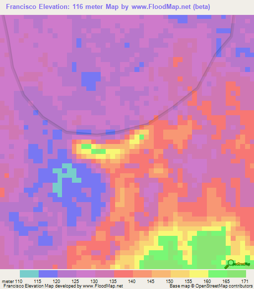 Francisco,Colombia Elevation Map