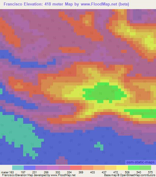 Francisco,Colombia Elevation Map