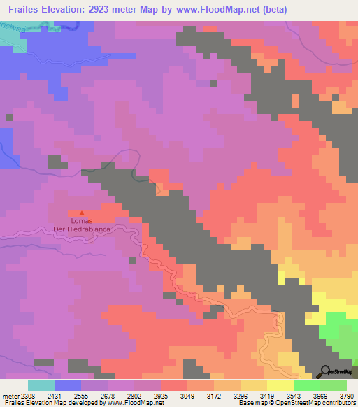 Frailes,Colombia Elevation Map