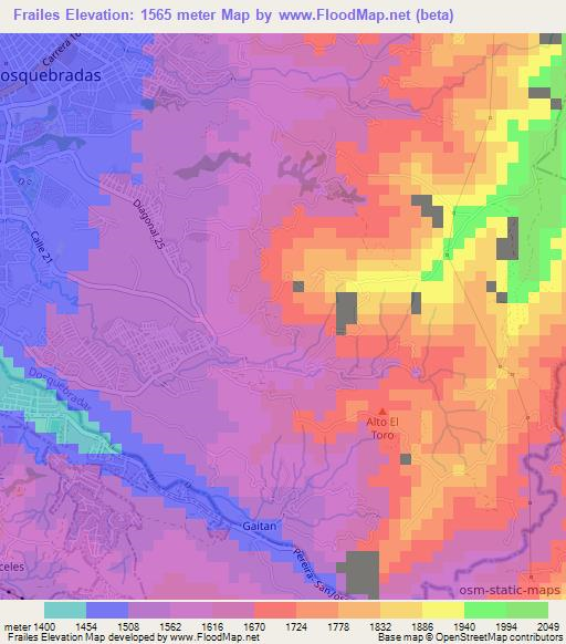 Frailes,Colombia Elevation Map