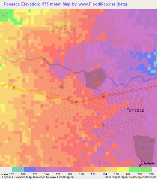 Fonseca,Colombia Elevation Map