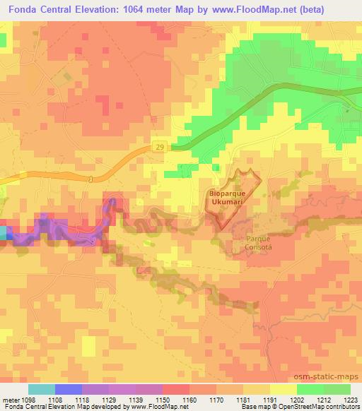 Fonda Central,Colombia Elevation Map