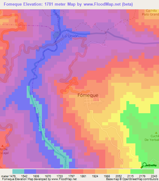 Fomeque,Colombia Elevation Map