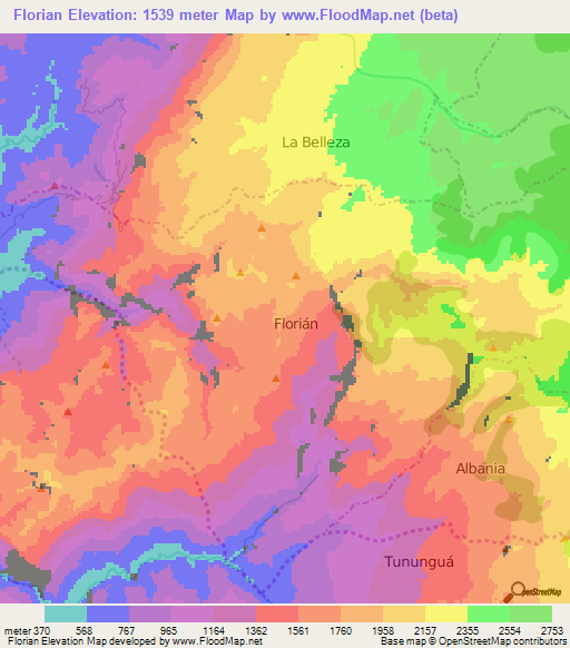 Florian,Colombia Elevation Map