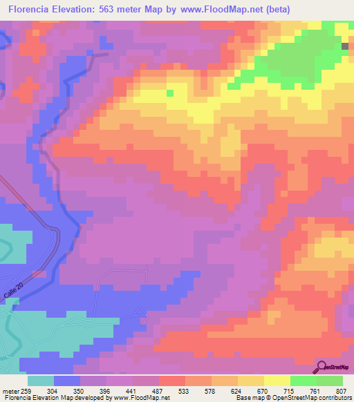 Florencia,Colombia Elevation Map