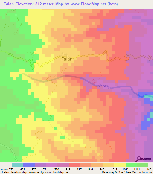 Falan,Colombia Elevation Map