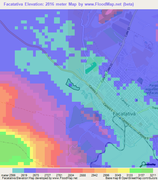 Facatativa,Colombia Elevation Map