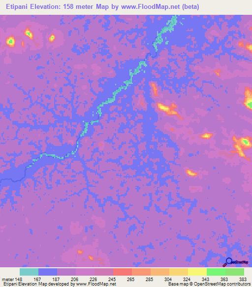 Etipani,Colombia Elevation Map