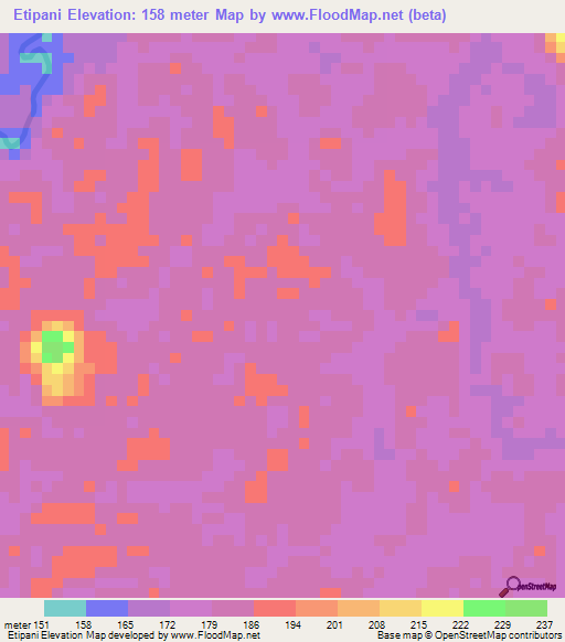 Etipani,Colombia Elevation Map