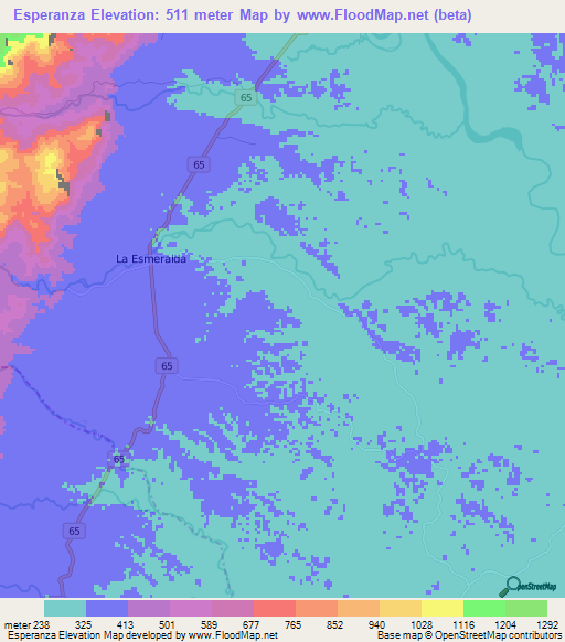 Esperanza,Colombia Elevation Map