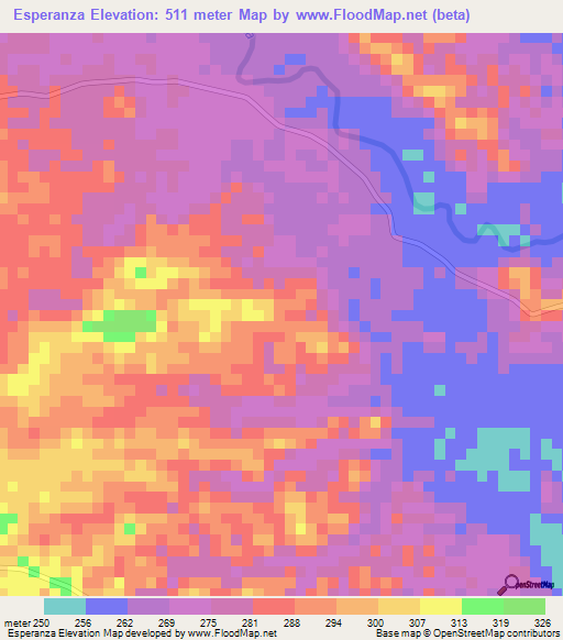 Esperanza,Colombia Elevation Map