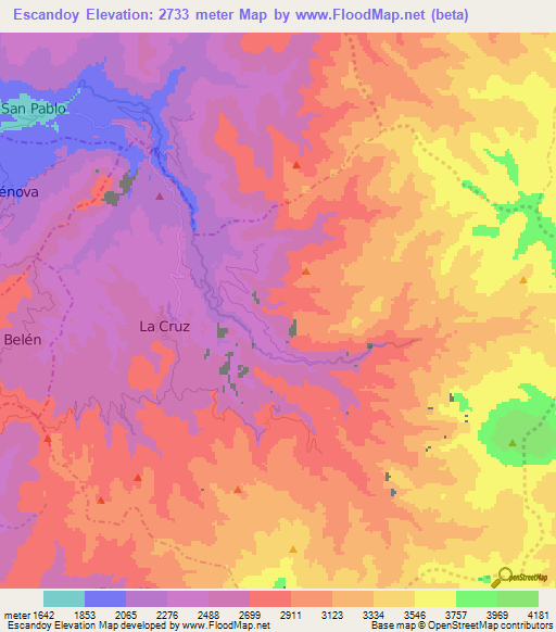 Escandoy,Colombia Elevation Map