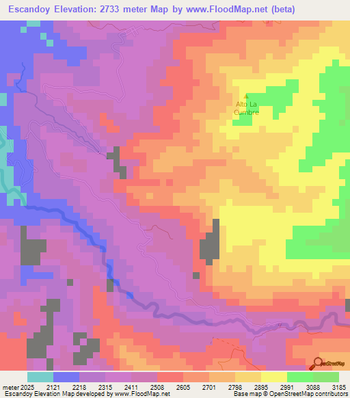 Escandoy,Colombia Elevation Map