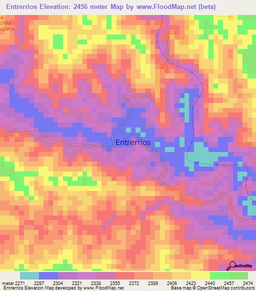 Entrerrios,Colombia Elevation Map