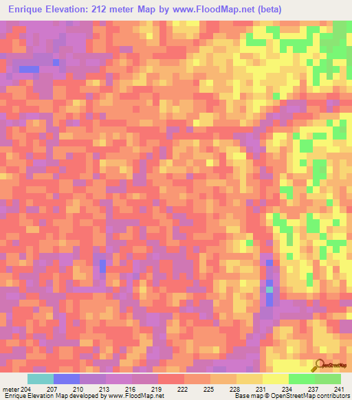 Enrique,Colombia Elevation Map