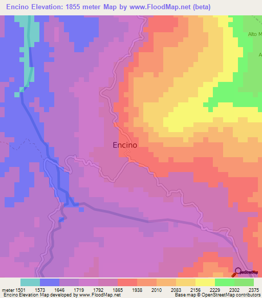 Encino,Colombia Elevation Map