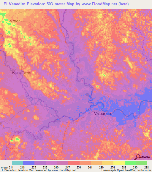 El Venadito,Colombia Elevation Map