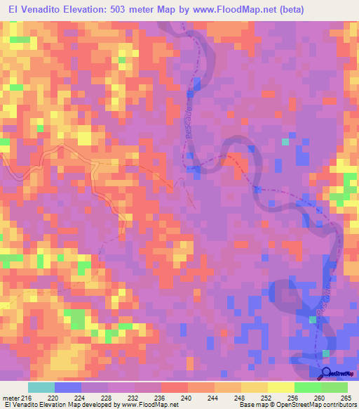 El Venadito,Colombia Elevation Map