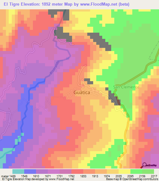 El Tigre,Colombia Elevation Map