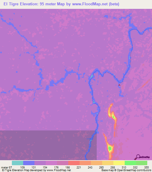 El Tigre,Colombia Elevation Map