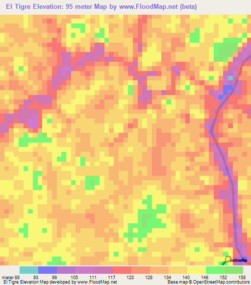 El Tigre,Colombia Elevation Map