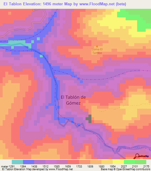 El Tablon,Colombia Elevation Map