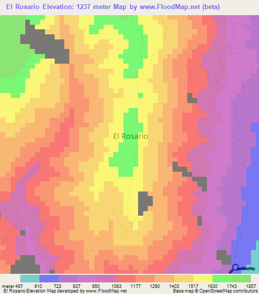 El Rosario,Colombia Elevation Map