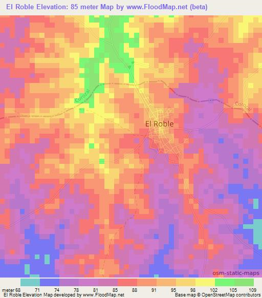 El Roble,Colombia Elevation Map