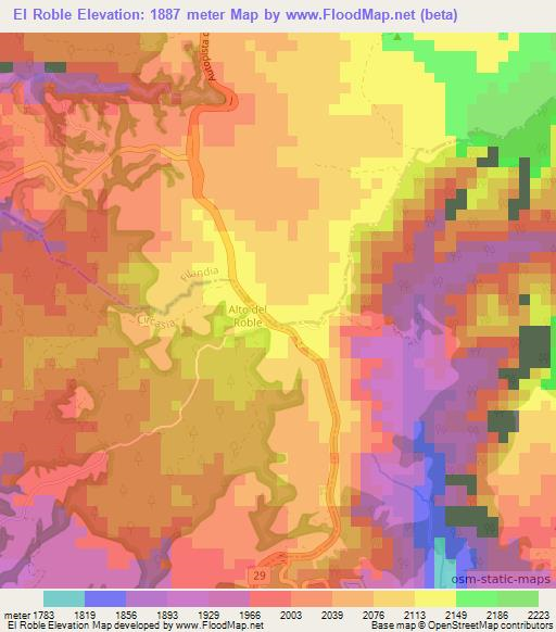 El Roble,Colombia Elevation Map