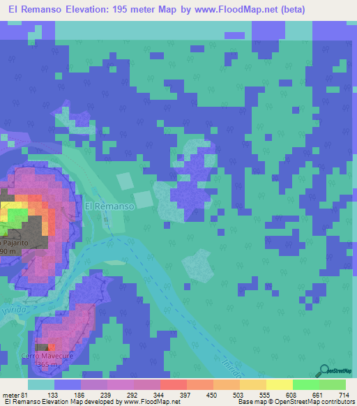 El Remanso,Colombia Elevation Map