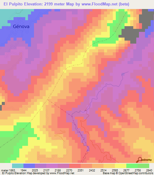 El Pulpito,Colombia Elevation Map