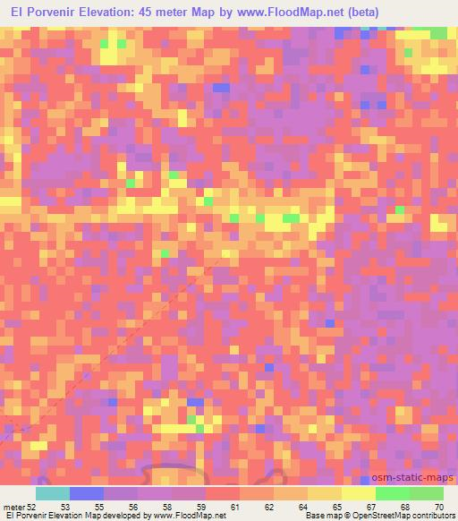 El Porvenir,Colombia Elevation Map