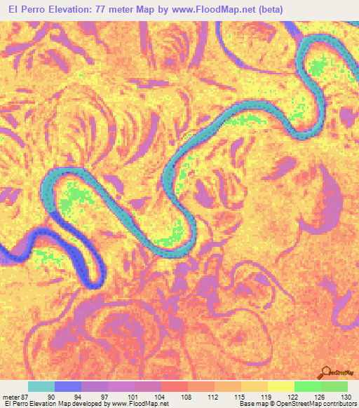 El Perro,Colombia Elevation Map