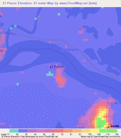 El Penon,Colombia Elevation Map