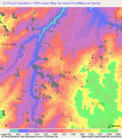 El Penol,Colombia Elevation Map