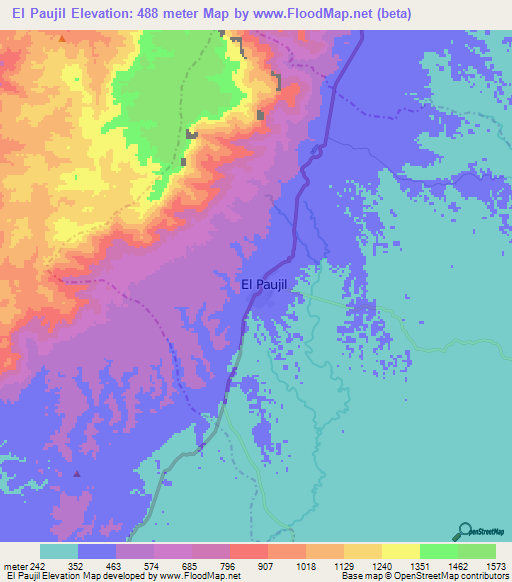 El Paujil,Colombia Elevation Map