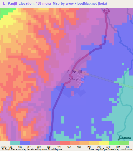 El Paujil,Colombia Elevation Map