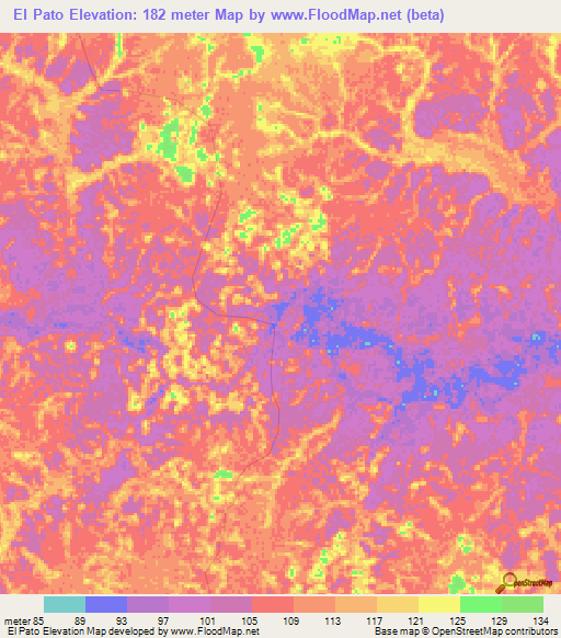 El Pato,Colombia Elevation Map