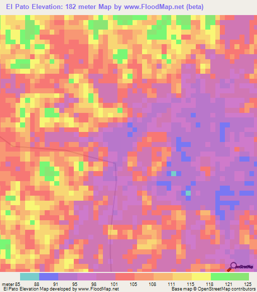 El Pato,Colombia Elevation Map