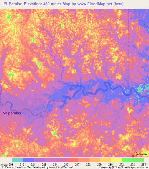 El Paraiso,Colombia Elevation Map