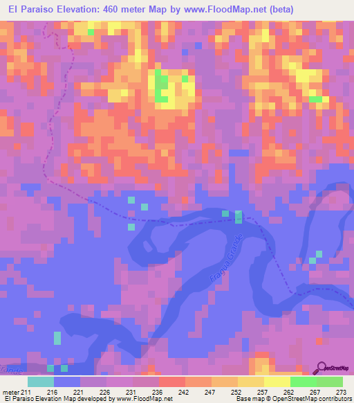 El Paraiso,Colombia Elevation Map