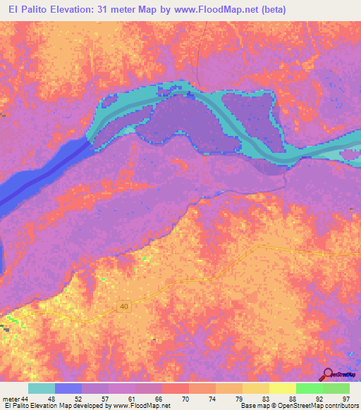 El Palito,Colombia Elevation Map