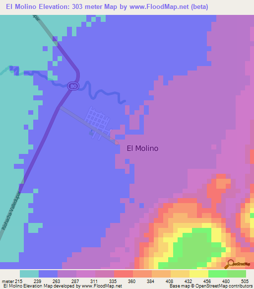 El Molino,Colombia Elevation Map