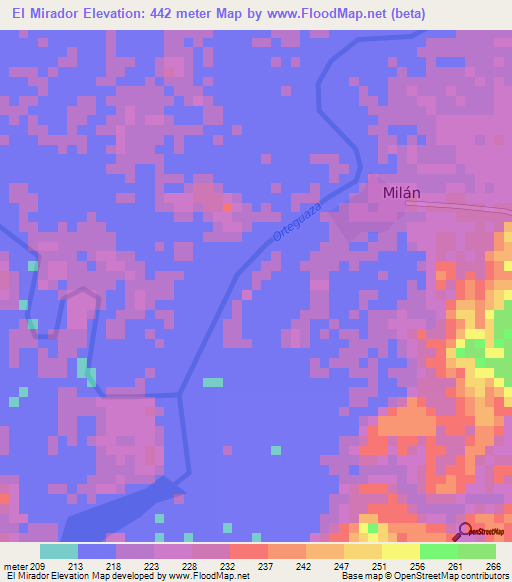 El Mirador,Colombia Elevation Map