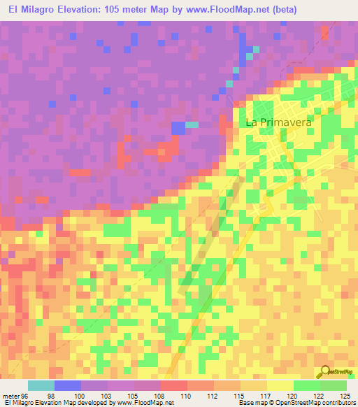 El Milagro,Colombia Elevation Map