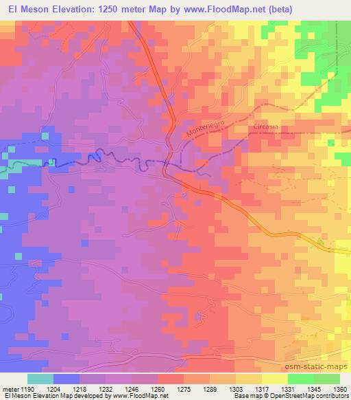 El Meson,Colombia Elevation Map