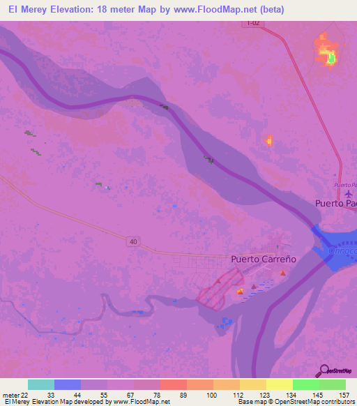 El Merey,Colombia Elevation Map